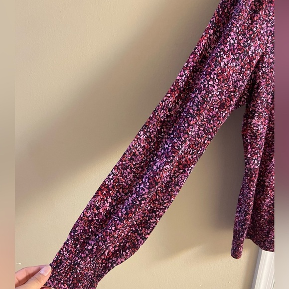 J Jill blouse pop over ditzy floral smocked mock neck Large - Picture 5 of 9